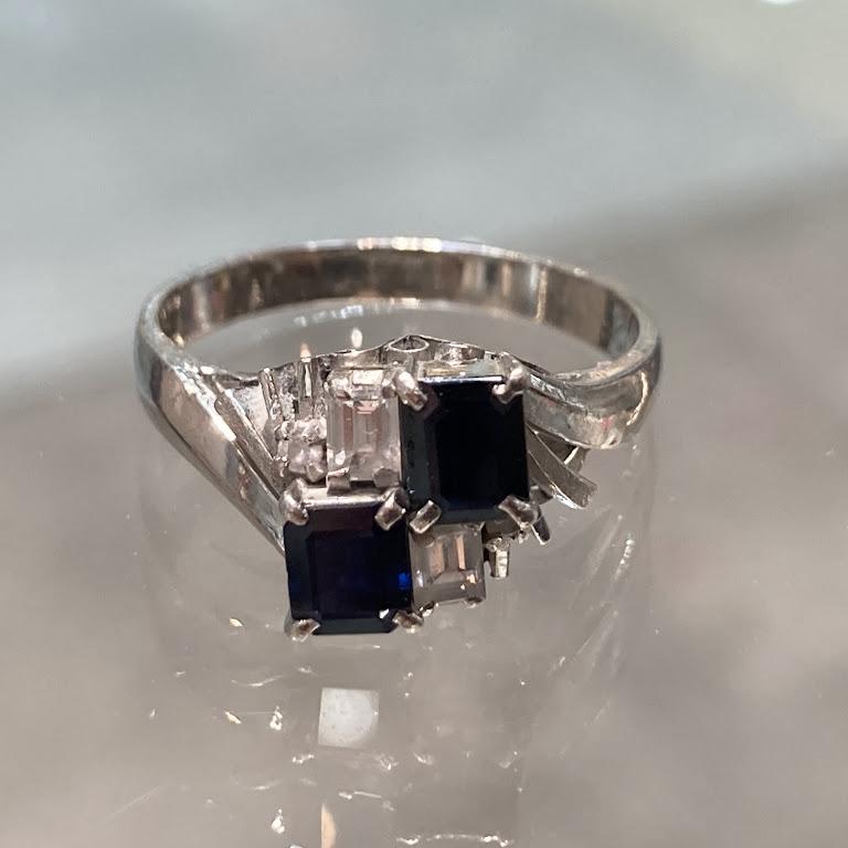 Pt900 サファイア リング S0.85ct D0.26 ct 5.22g