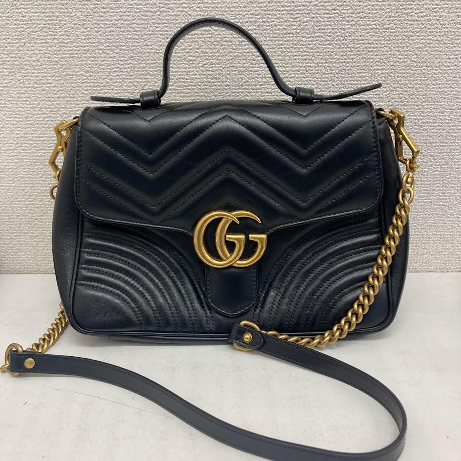 GUCCI GGマーモント スモール トップハンドルバッグ ハンドバッグ 498110