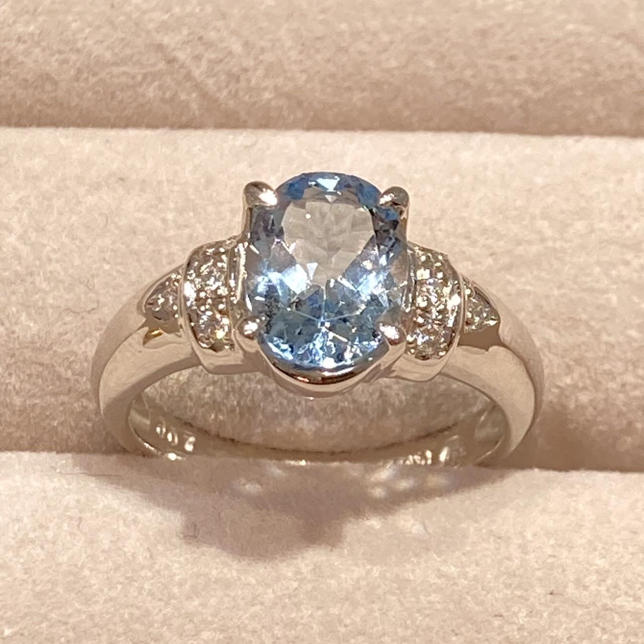 Pt1000 アクアマリン リング 6.17g 1.41ct D0.07ct