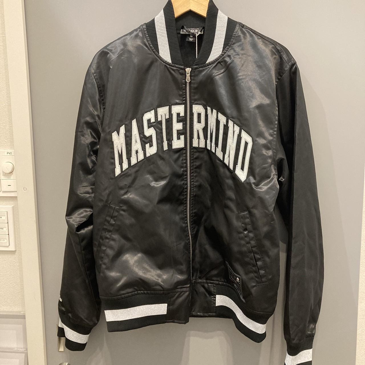 Mastermind × Mitchell & Ness マスターマインド x ミッチェルアンドネス スタジャン サテン ブラック L