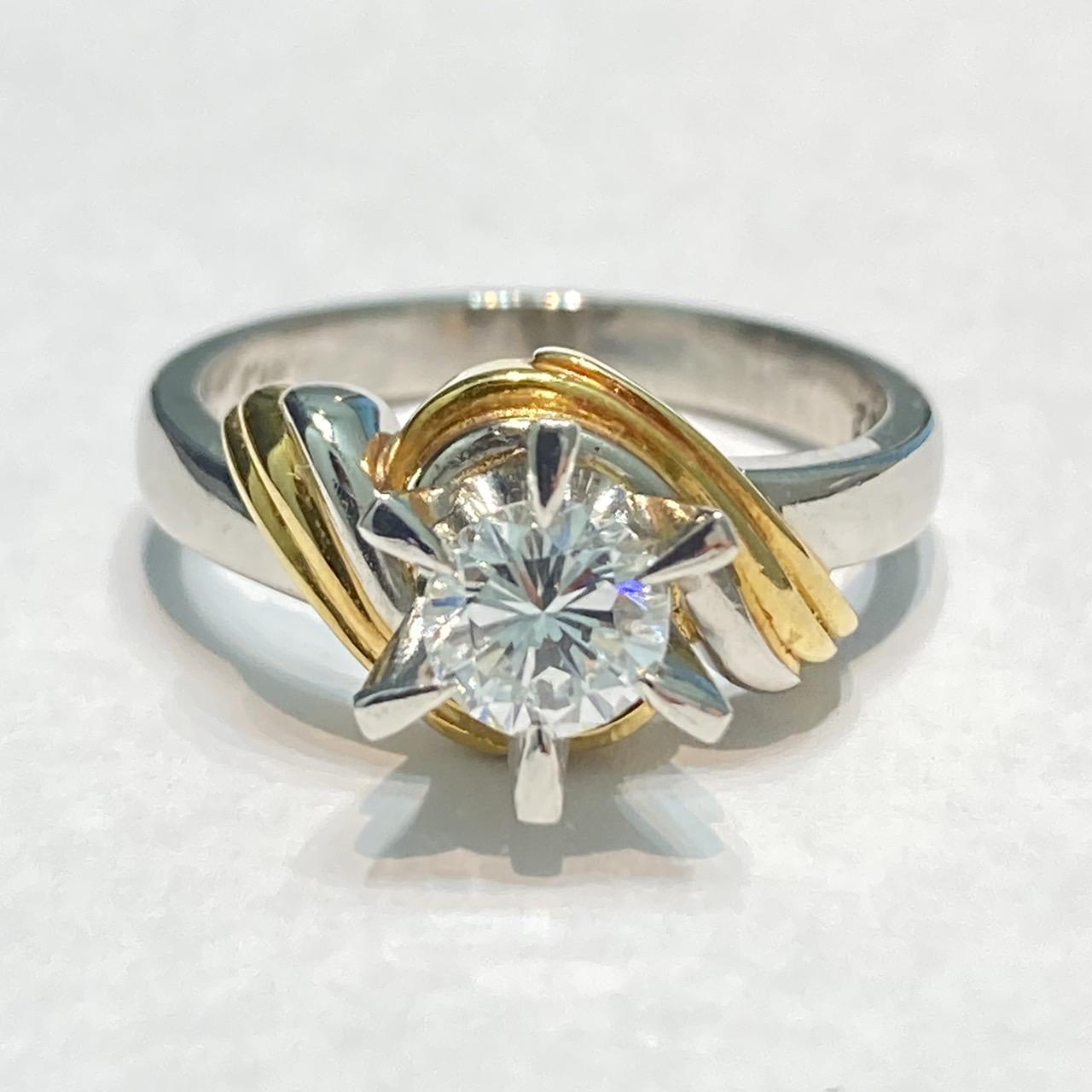 Pt900/K18 リング D0.532ct 7.63g
