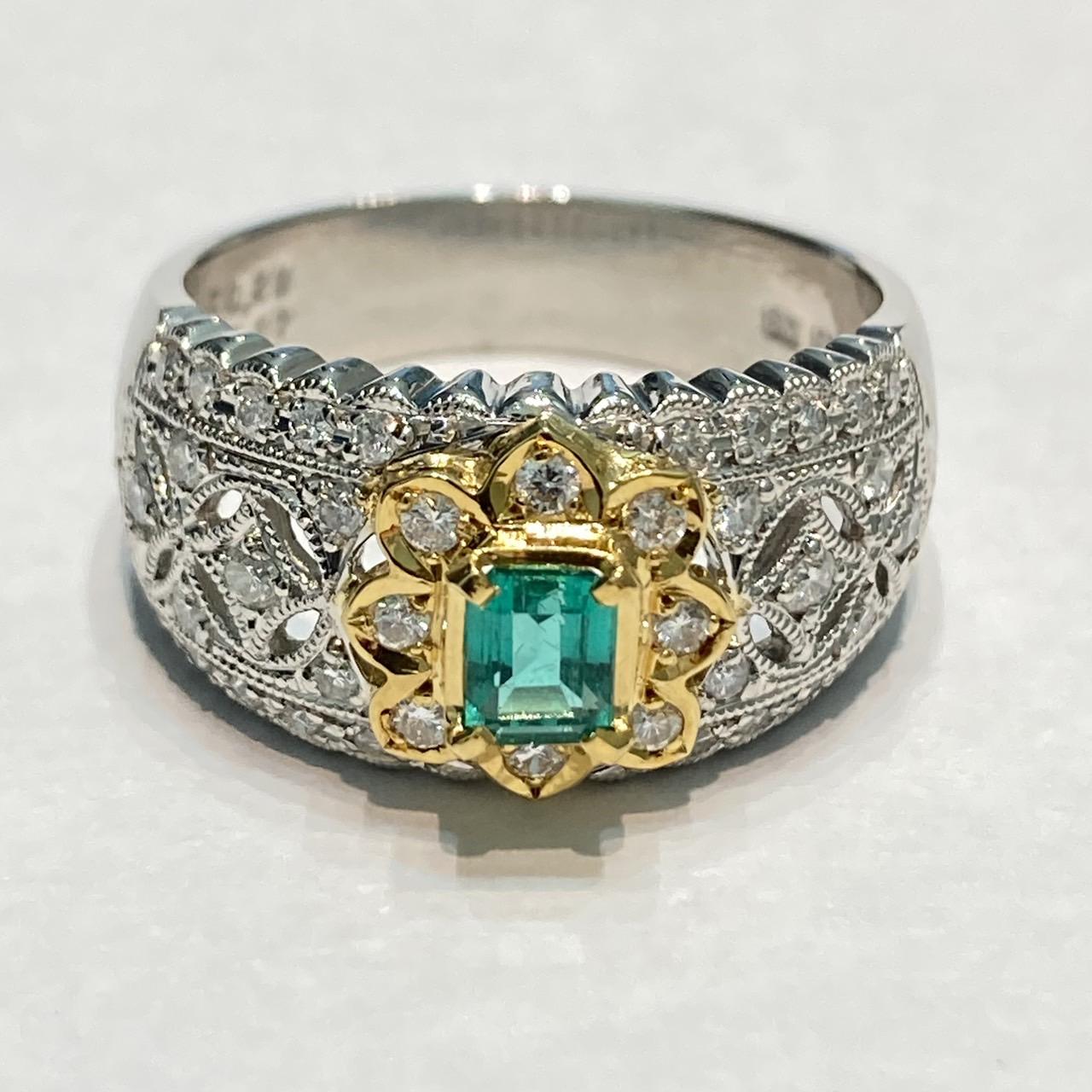 PT900/K18 リング 8.30g E0.29ct FD0.37ct リング