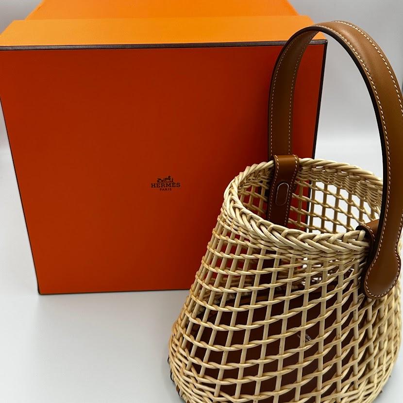 HERMES エルメス サボ ピクニック WICKER かごバッグ B刻印