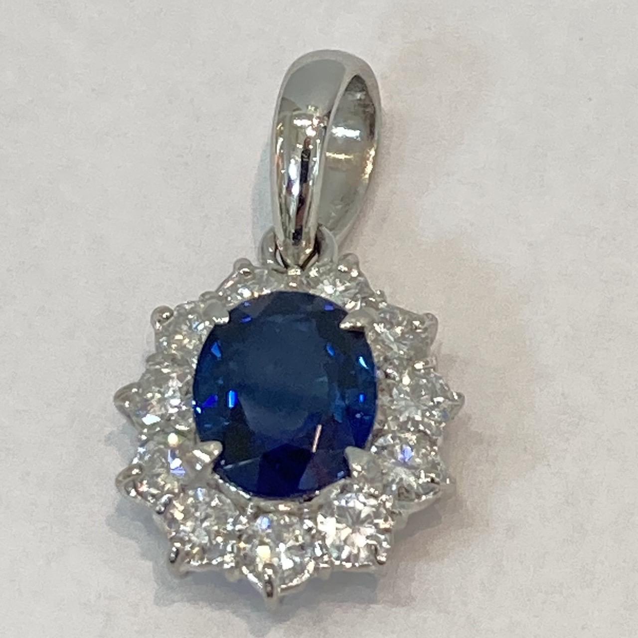Pt900 サファイア ペンダント D0.80ct S2.15ct 3.97g
