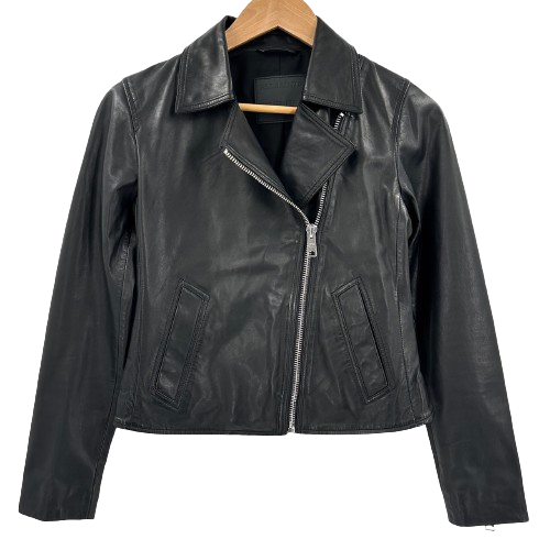 オールセインツ VELA BIKER ラムレザー ダブルライダースジャケット UK8 M