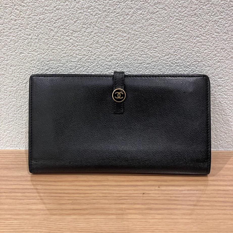シャネル 長財布 ブラック ボタンココ