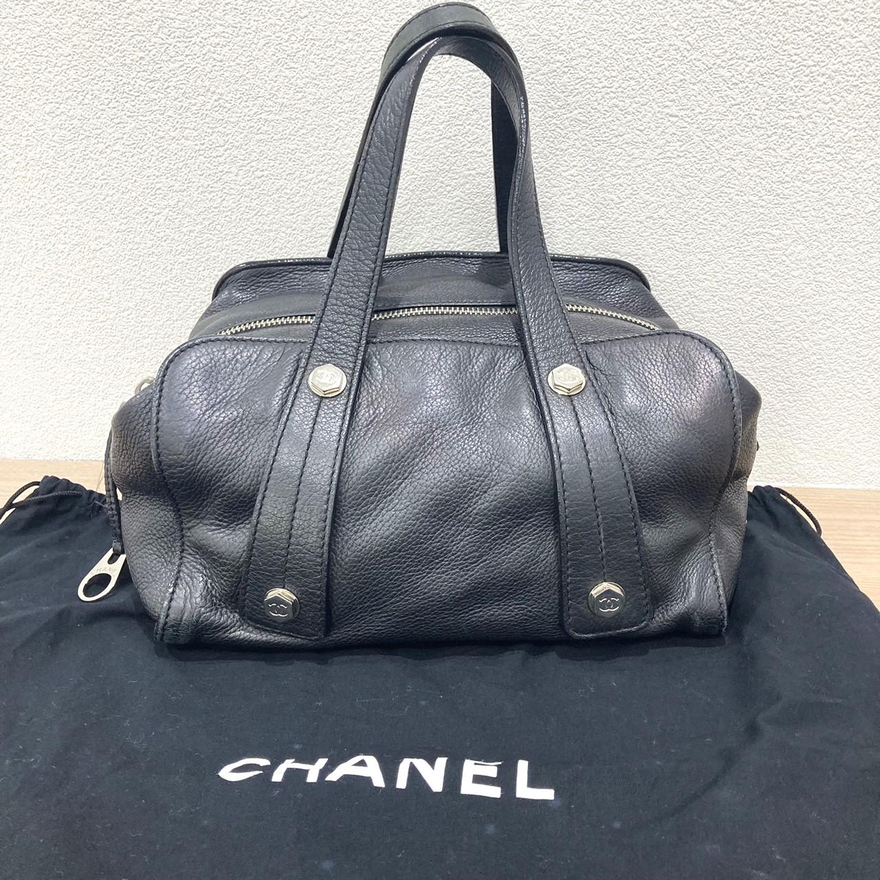  CHANEL シャネル　ソフトキャビア　ミニボストン ハンド バッグ ブラック