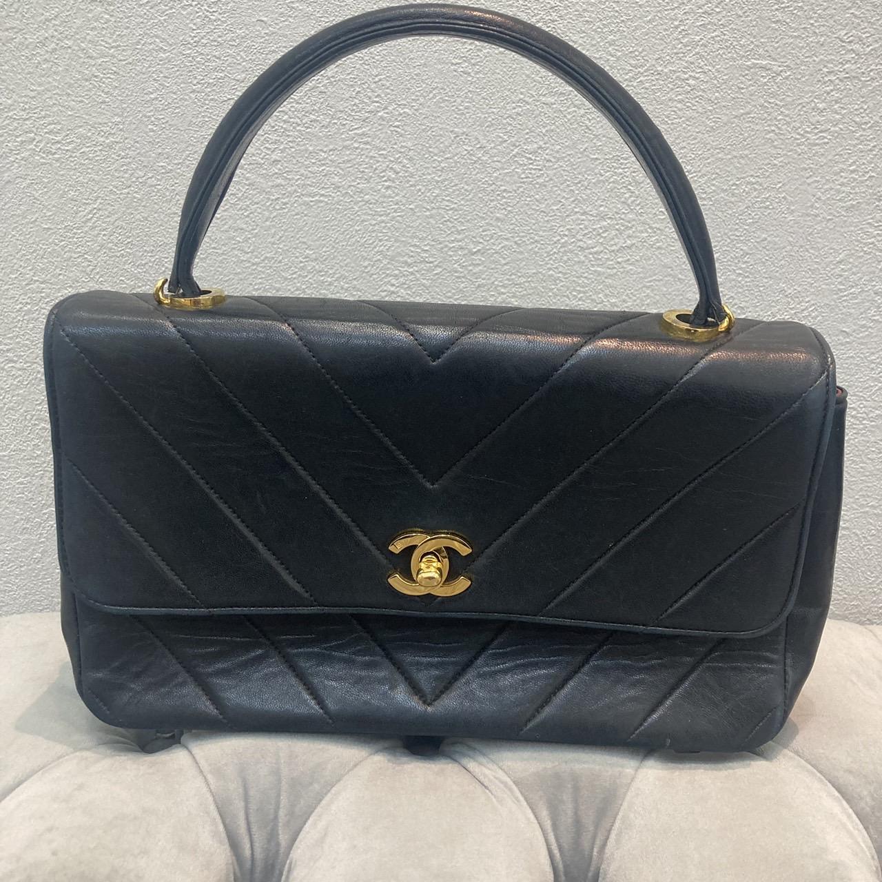 CHANEL シャネル ラムスキンハンドバッグ ココハンドル ブラック