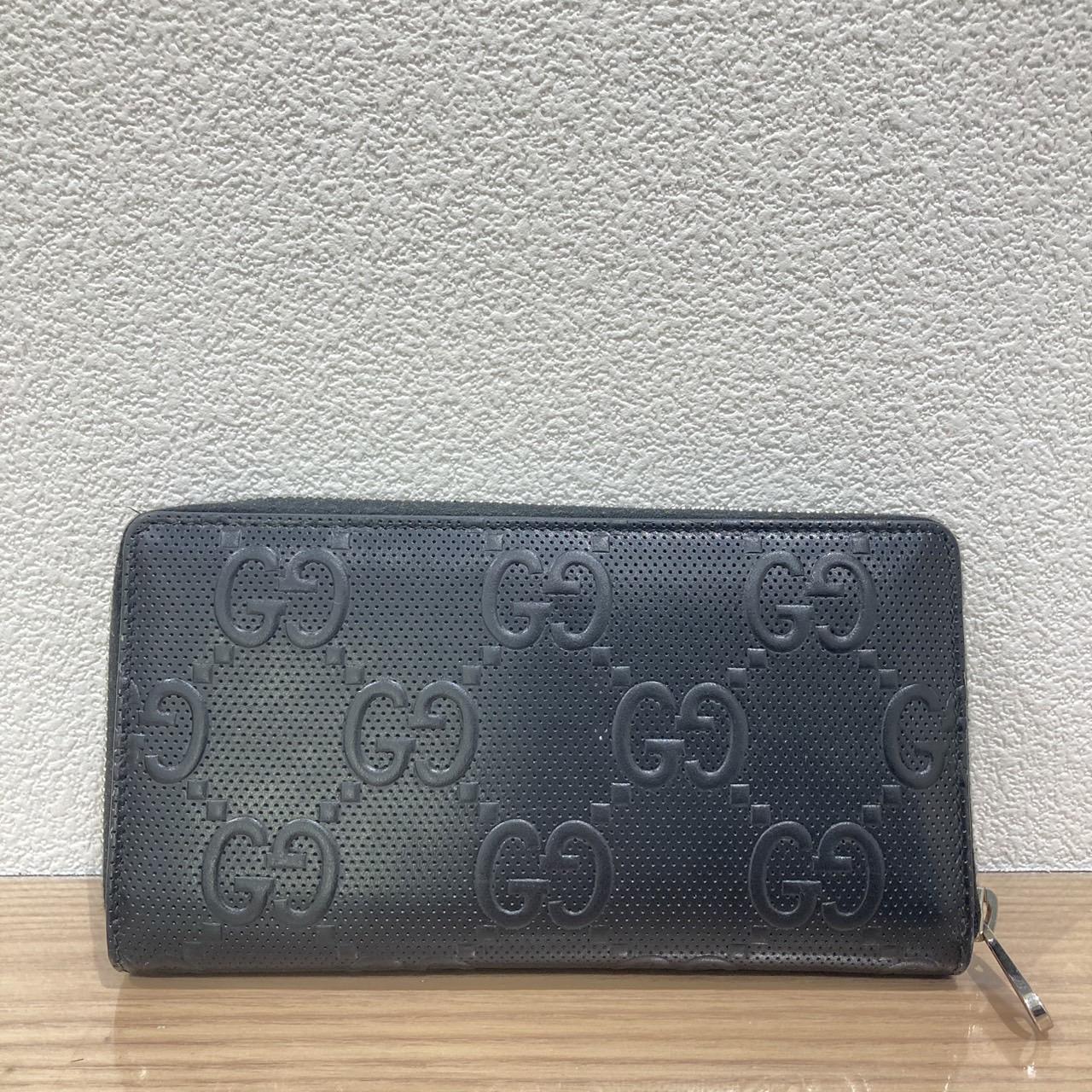 GUCCI グッチ GGエンボス ラウンドファスナー