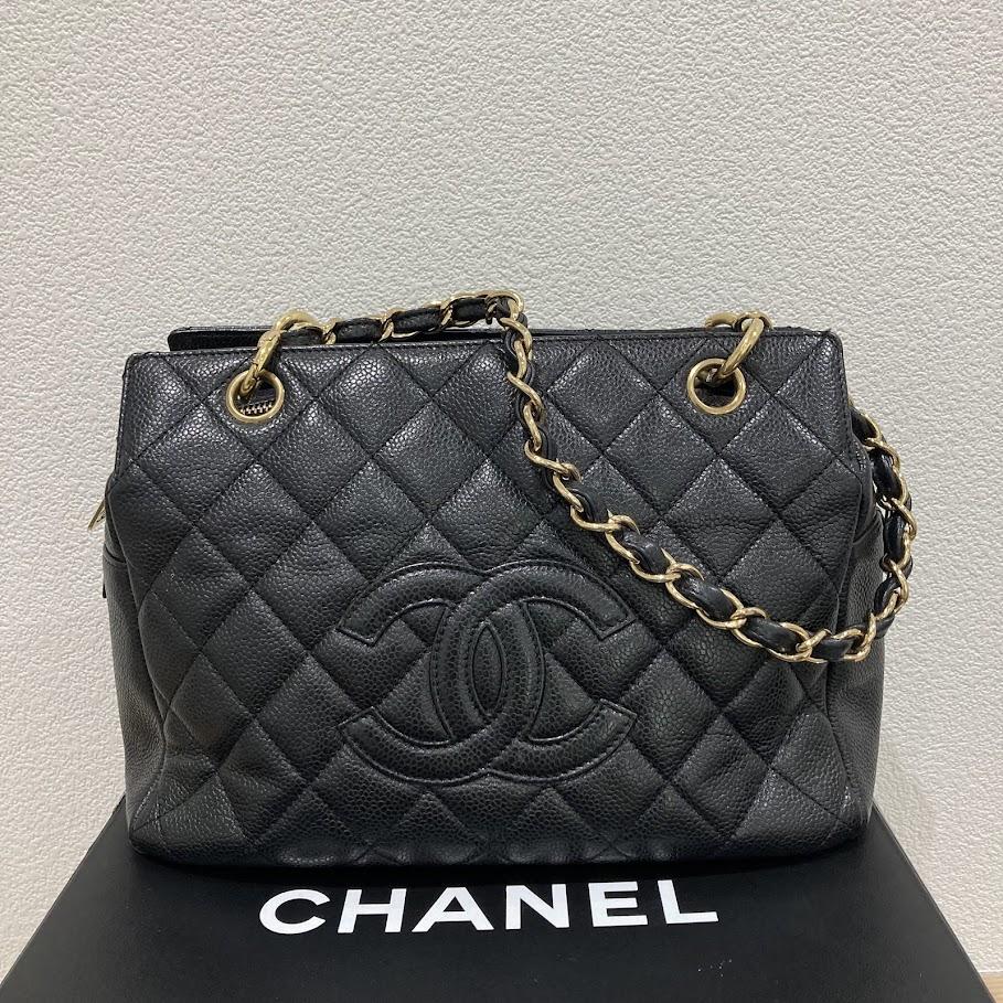 CHANEL チェーン ショルダートートバッグ キャビアスキン