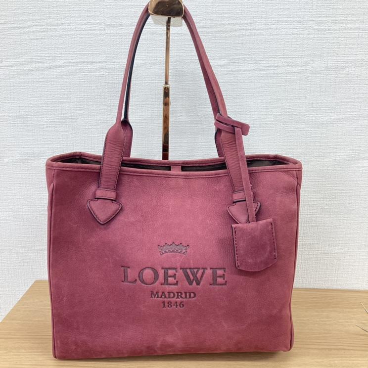 LOEWE　ロエベ　ヘリテージトートバッグ　ワインレッド