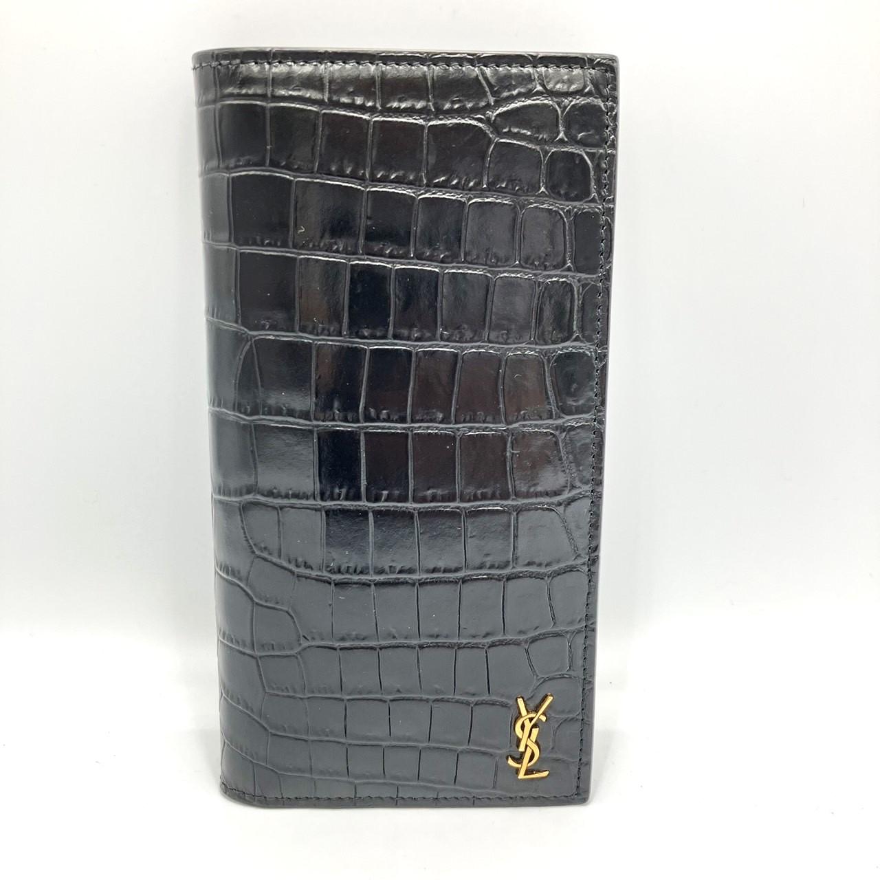 サンローランパリ SAINT LAURENT PARIS クロコ型押し 二つ折り 長財布
