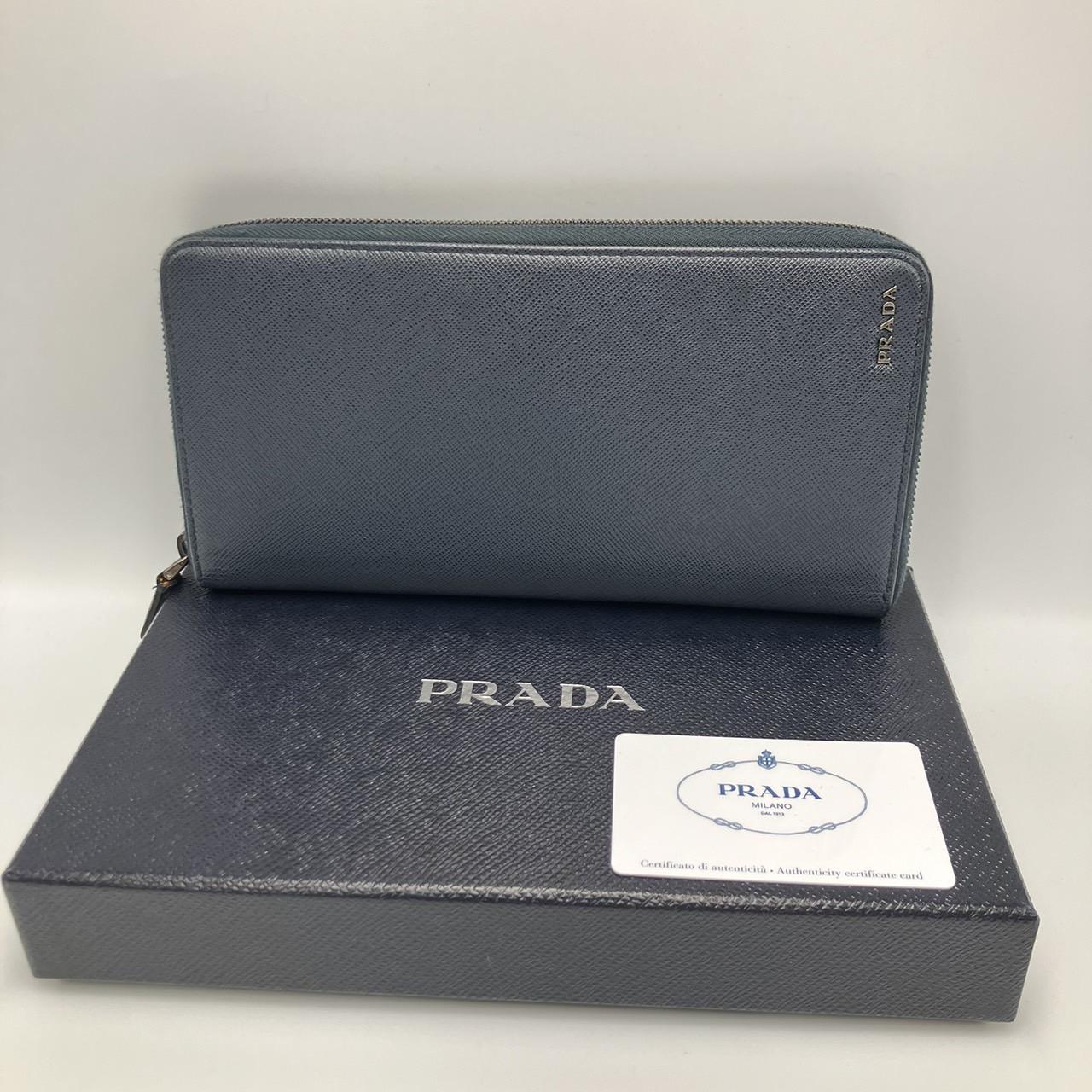 PRADA プラダ 2ML220 サフィアーノ ラウンドファスナー ネイビー