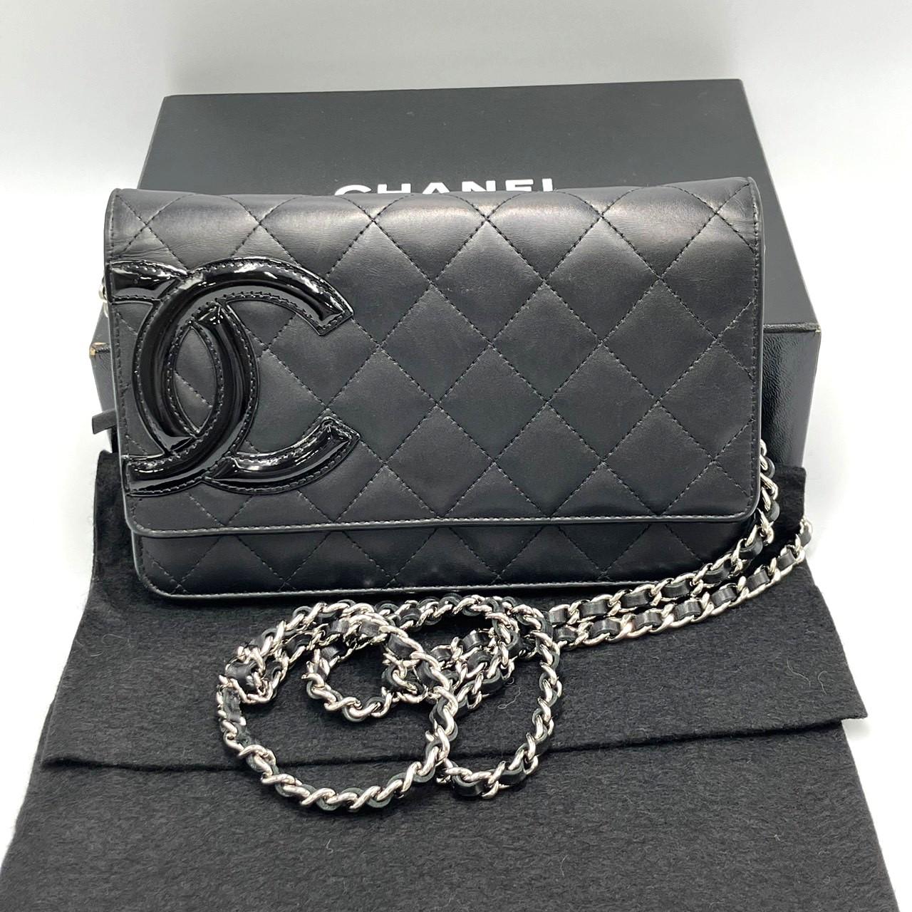 CHANEL カンボンライン ラムスキン チェーンウォレット A46646