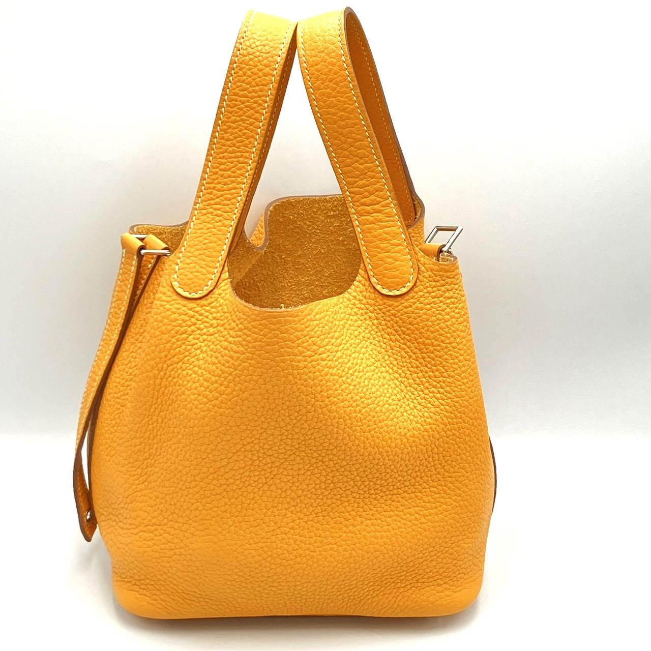 HERMES エルメス ピコタンロック PM オレンジ シルバー金具 □O刻印 トゴ