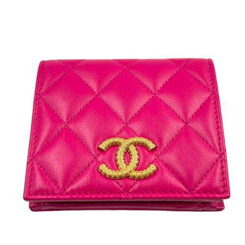 CHANEL シャネル 二つ折りウォレット グレインドカーフスキン ピンク