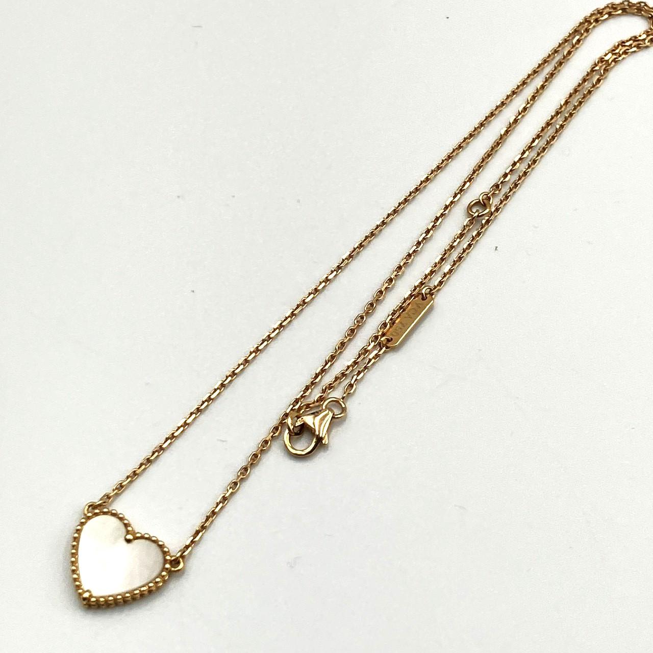 Van Cleef & Arpels ラッキー アルハンブラ ハート ネックレス ゴールド ホワイト 750YG マザーオブパール
