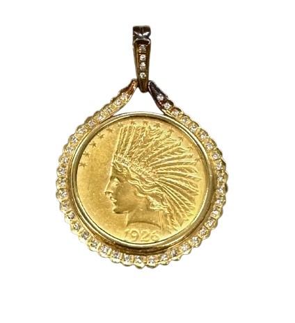 インディアン金貨 K21.6/K18 総重量約24.56g D0.45ct