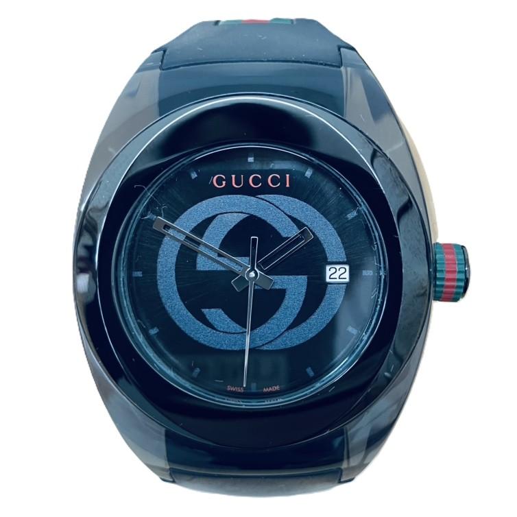 GUCCI グッチ シンク デイト 137.1 腕時計 黒文字盤