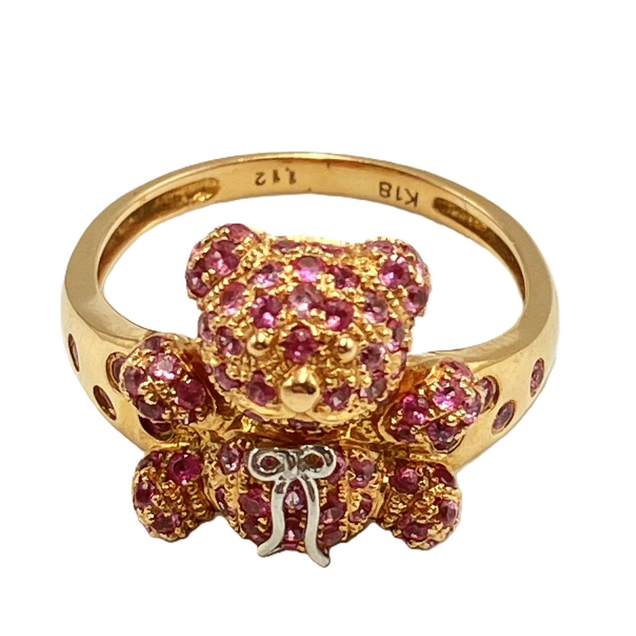 K18 くまモチーフリング 4.41g 1.12ct