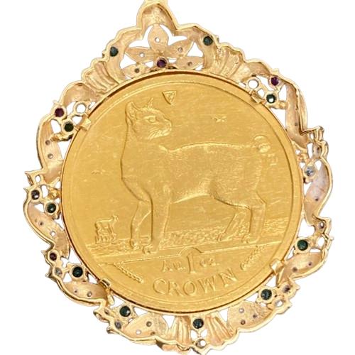 マン島キャットコイン　１OZ　K18枠付き　41.9ｇ