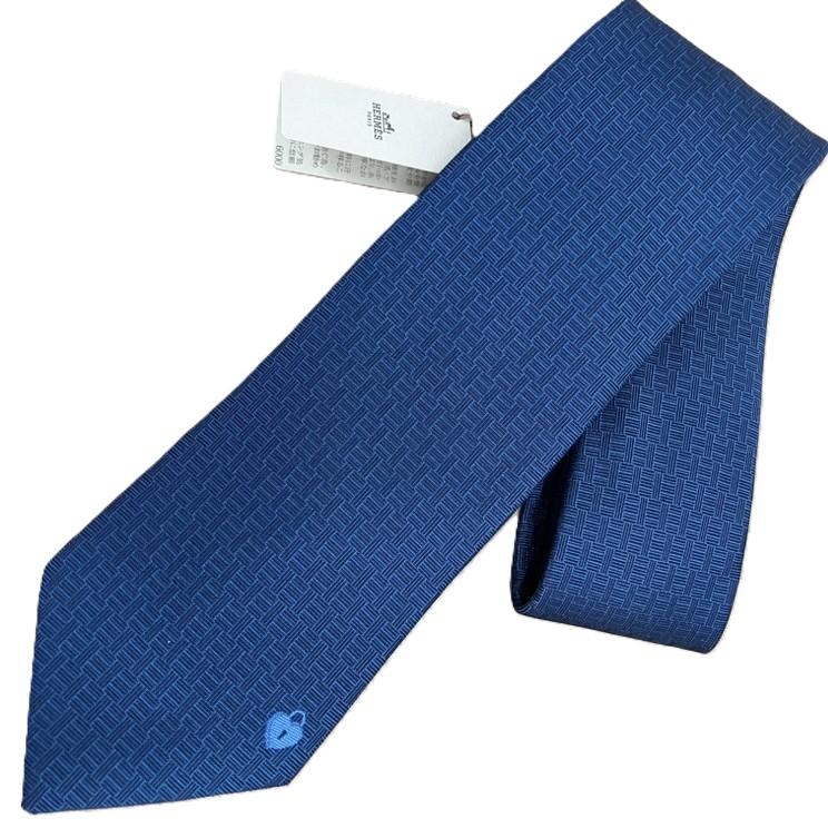 HERMES エルメス ネクタイ H総柄 ブルー