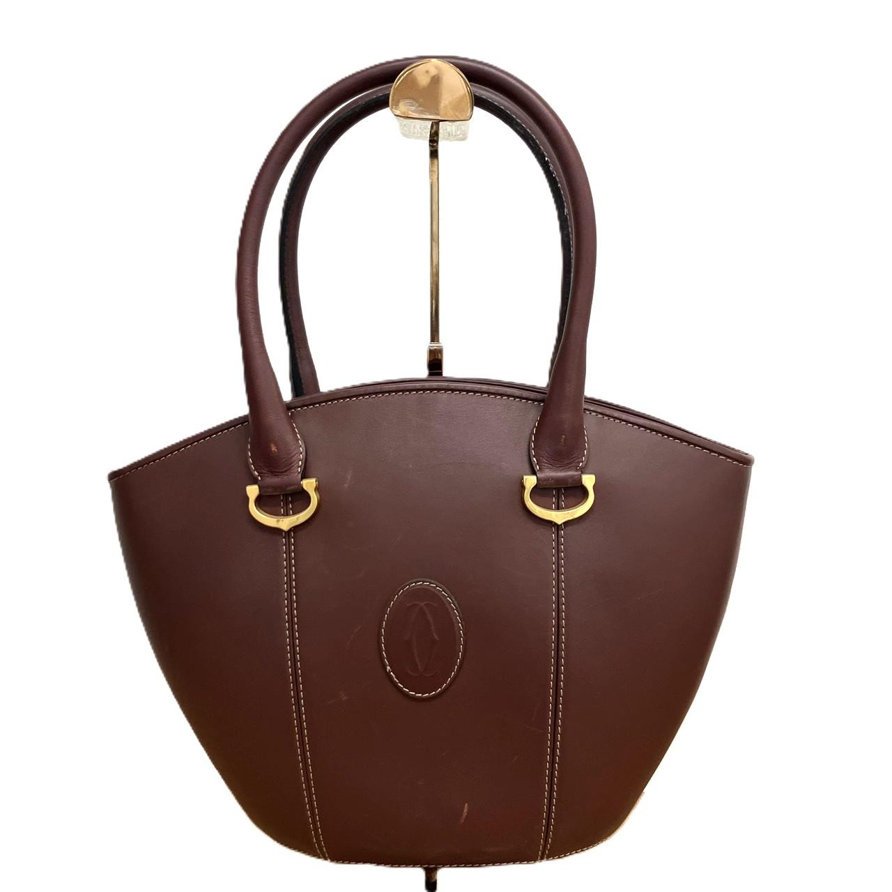 Cartier マストライン レザー ボルドー ハンドバッグ