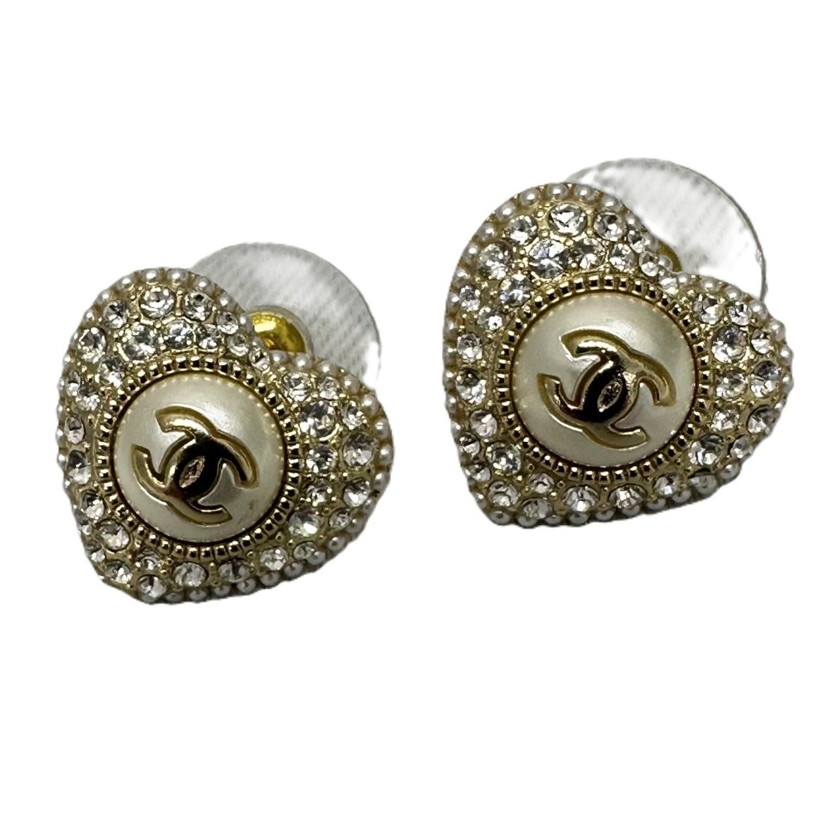 シャネル ピアス CC ロゴ クリスタルハート AB9399 B09088