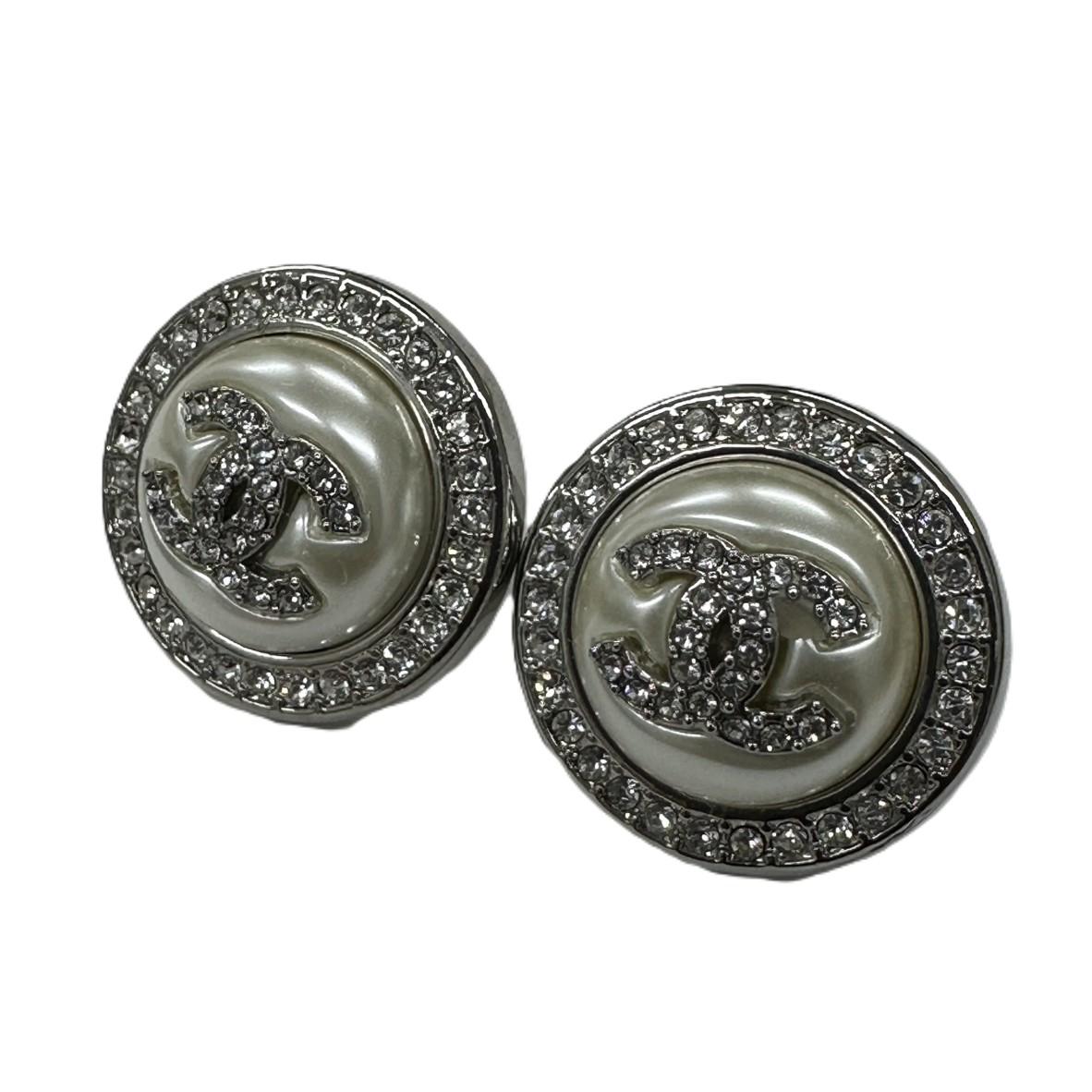 CHANEL シャネル ラインストーンパール ピアス