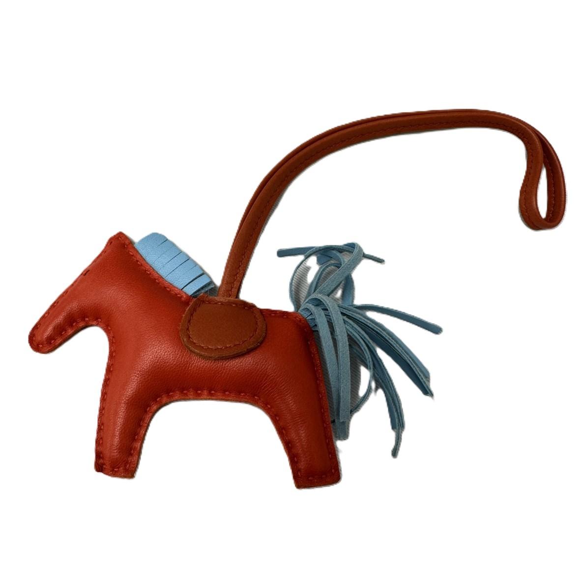 HERMES エルメス ロデオチャーム PM ペガサス ローズテキサスブルー u刻印 オレンジ/ブルー