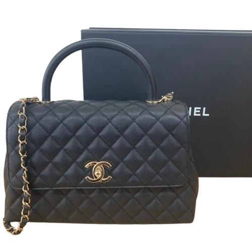 CHANEL　グレインドカーフスキン　マトラッセ　ココハンドル（A92991）