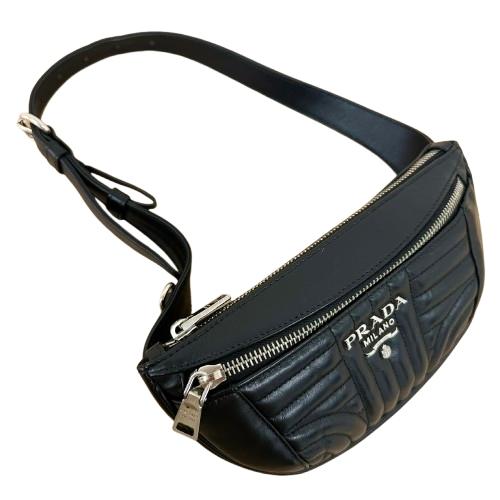 PRADA プラダ IMPUNTURE ウエストバッグ 1BL008 レザー ブラック