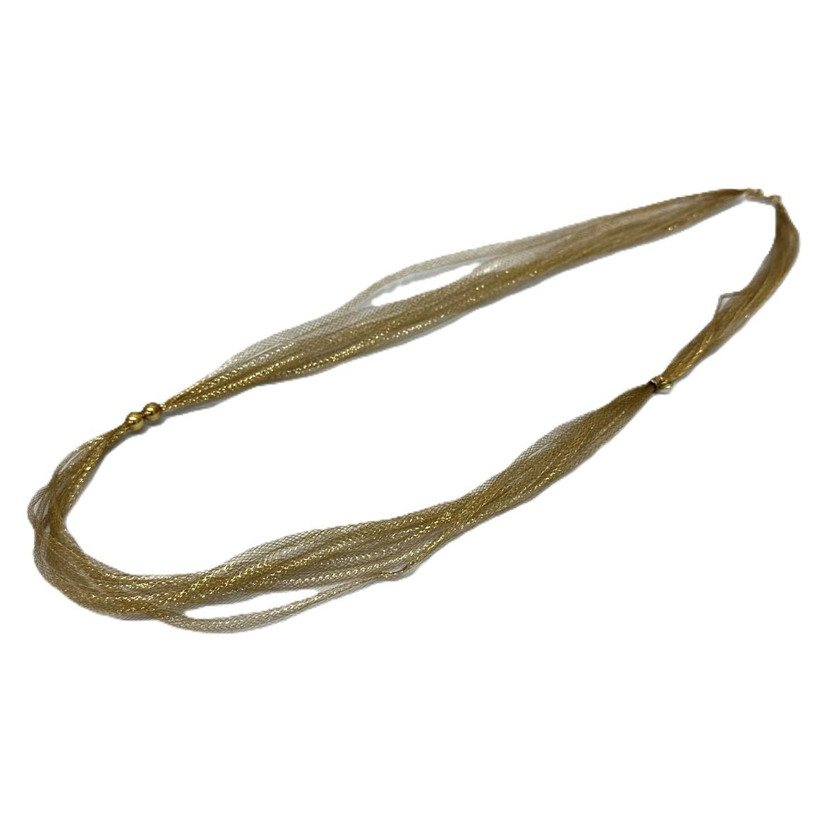 K18 デザインネックレス メッシュチェーン