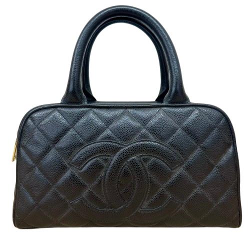 CHANEL シャネル マトラッセ ミニボストンバッグ キャビアスキン ブラック 8番台