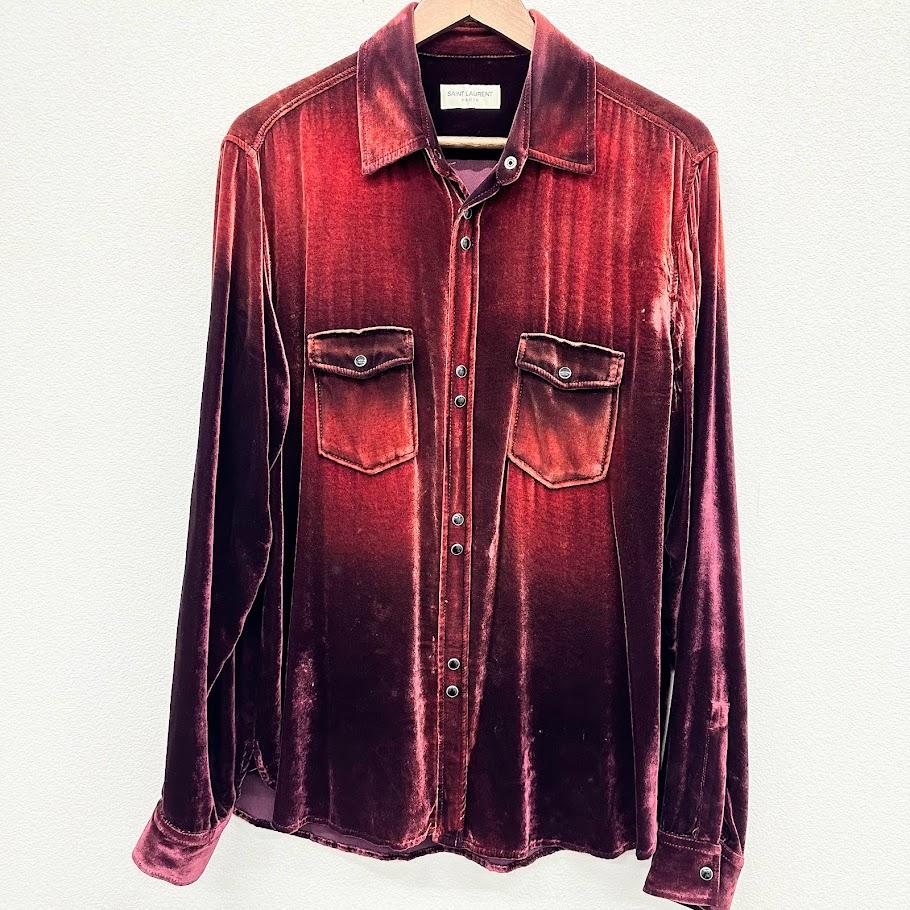 SAINT LAURENT ベロアベルベットウエスタンブリーチシャツ
