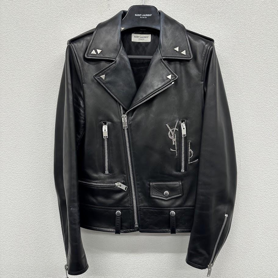 Saint Laurent サンローラン YSLロゴ ラムレザー・ダブルライダースジャケット