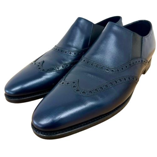 JOHN LOBB ジョンロブ HOLTON サイドゴア ウィングチップ ローファー ネイビー ドレスシューズ