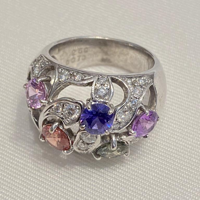 K18WG マルチカラーリング 13.12g S2.6ct D0.7ct