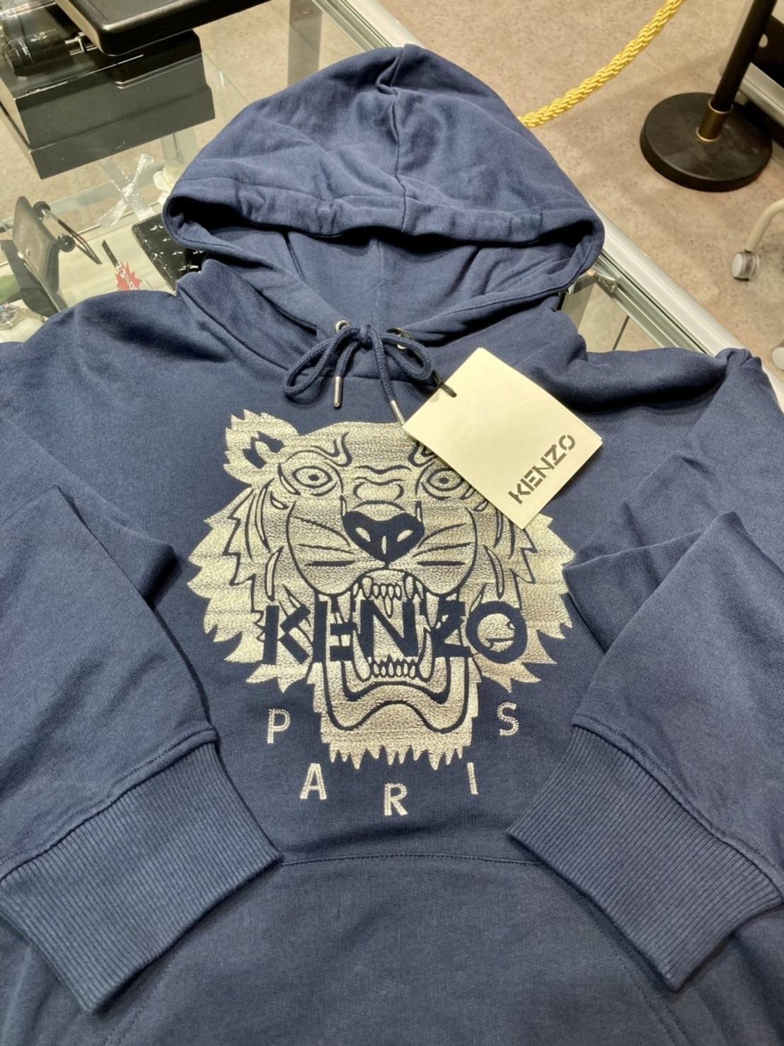 KENZO 未使用 ステッチロゴフーディー M ネイビー