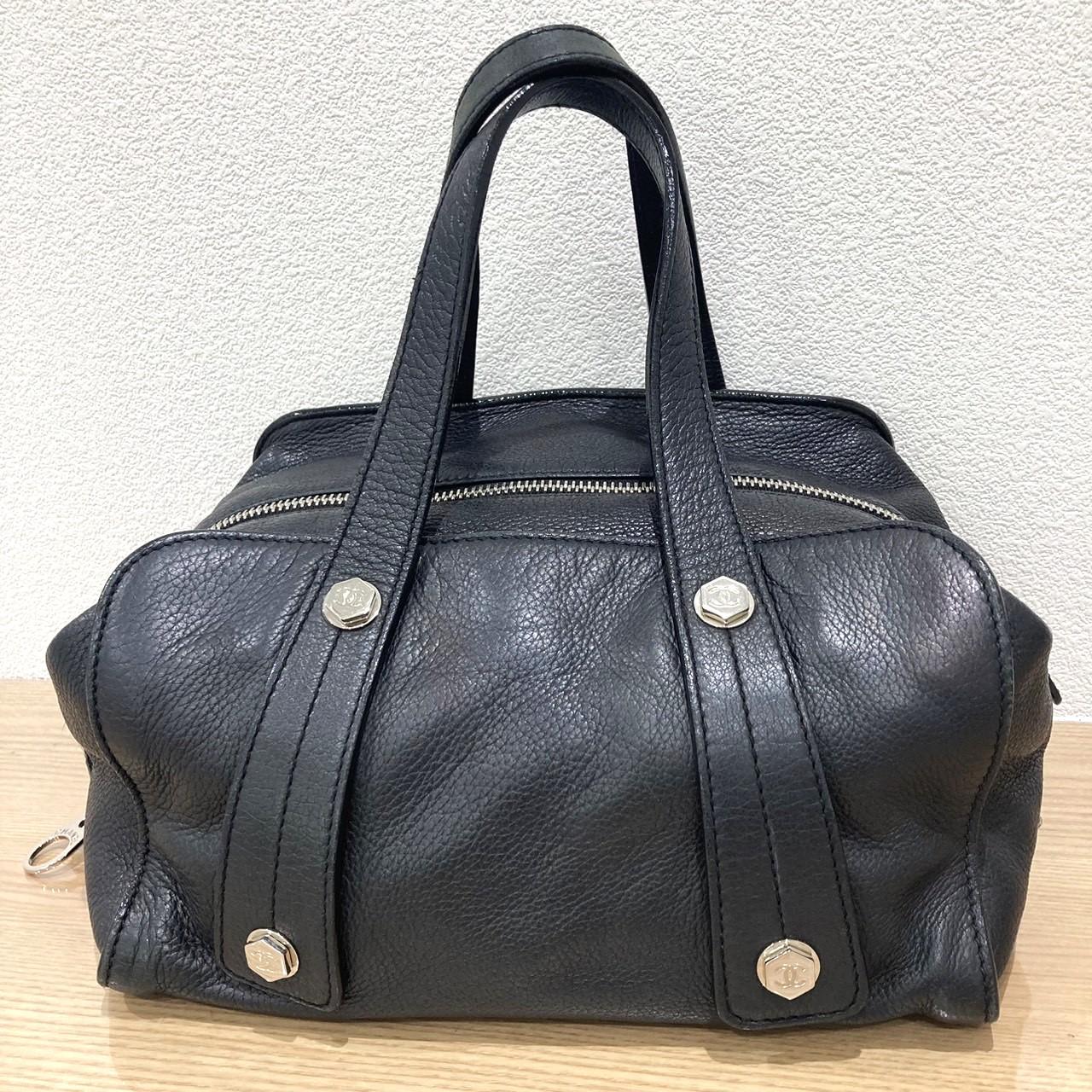  CHANEL シャネル　ソフトキャビア　ミニボストン ハンド バッグ ブラック
