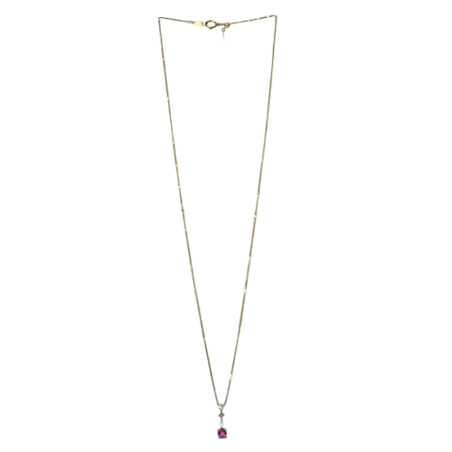 K18 パパラチャ・サファイア 0.41ct ダイヤモンド 0.14ct ネックレス 総重量 2.82g