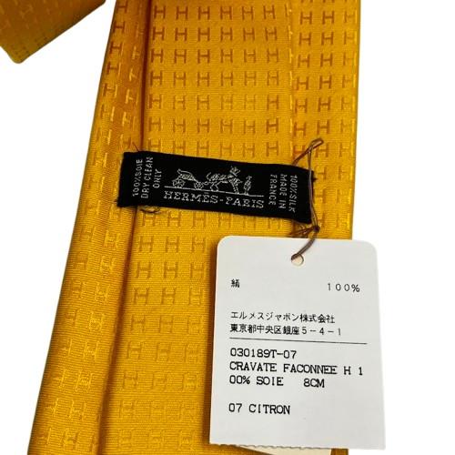 エルメス Hロゴ イエロー ネクタイ