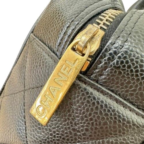 CHANEL シャネル マトラッセ ミニボストンバッグ キャビアスキン ブラック 8番台