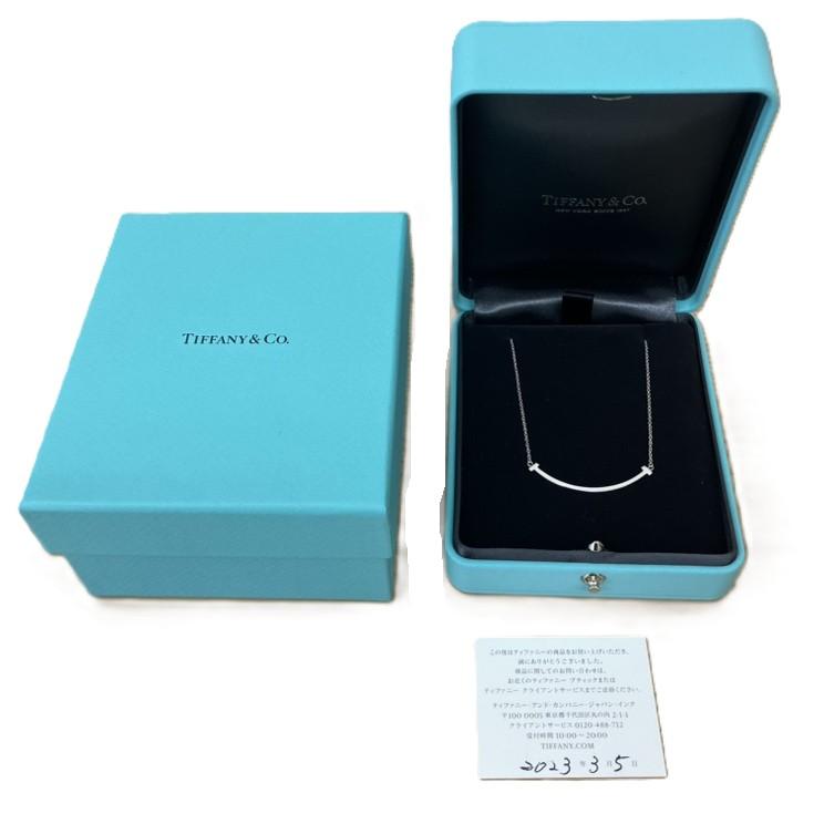 Tiffany ティファニー Tスマイル 750WG 45cm ネックレス ホワイトゴールド