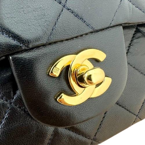 CHANEL シャネル マトラッセ23 ラムスキン Wフラップ チェーンショルダーバッグ ブラック レザー