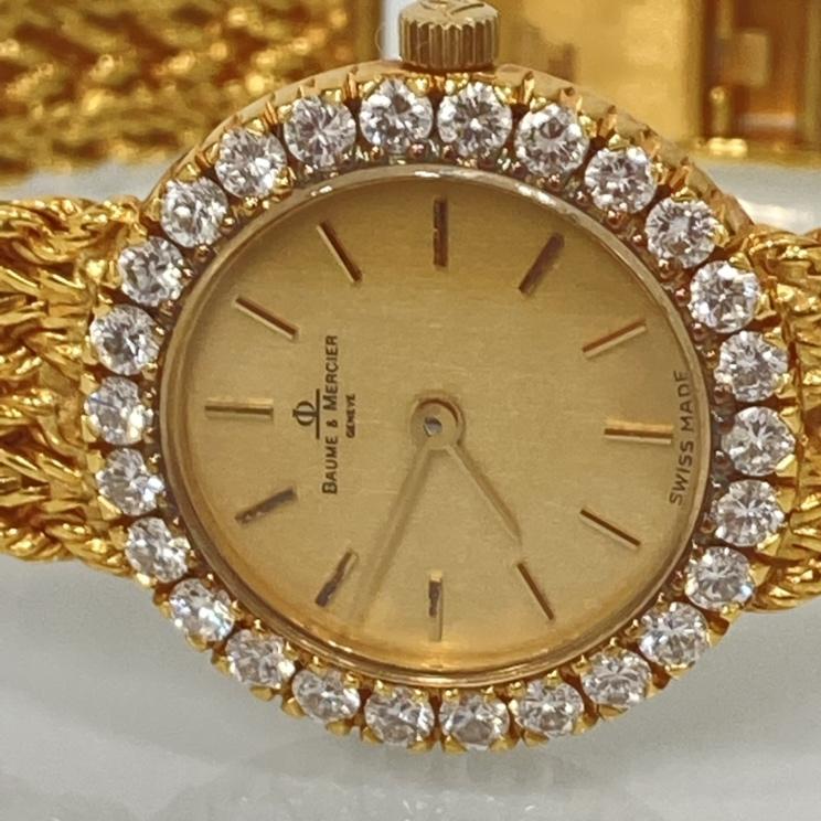 BAUME&MERCIER 18K金無垢 ダイヤベゼル腕時計 総重量38.83g