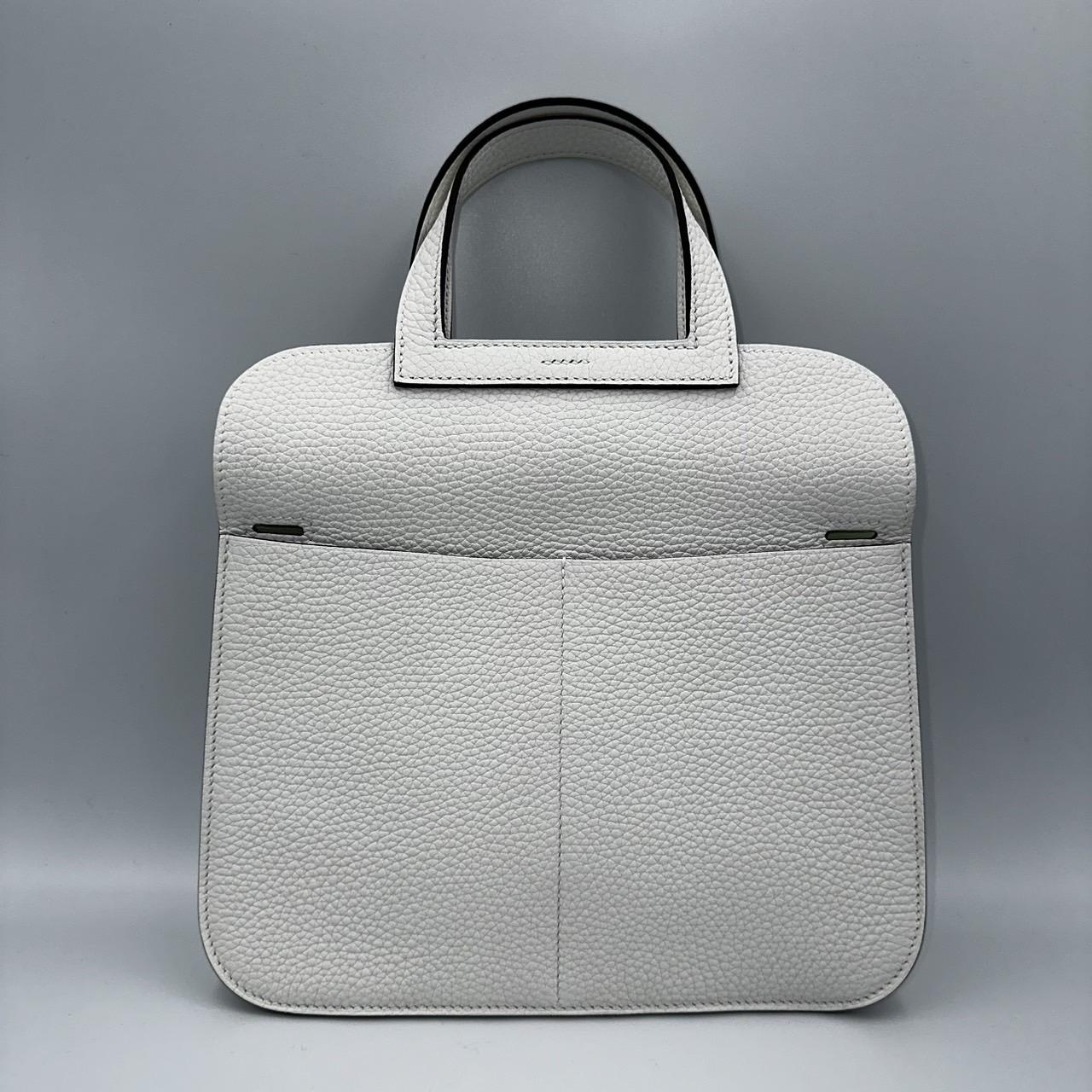 HERMES エルメス halzan アルザン25 ニューホワイト トリヨンクレマンス シルバー金具 B刻印 ハンドバッグ