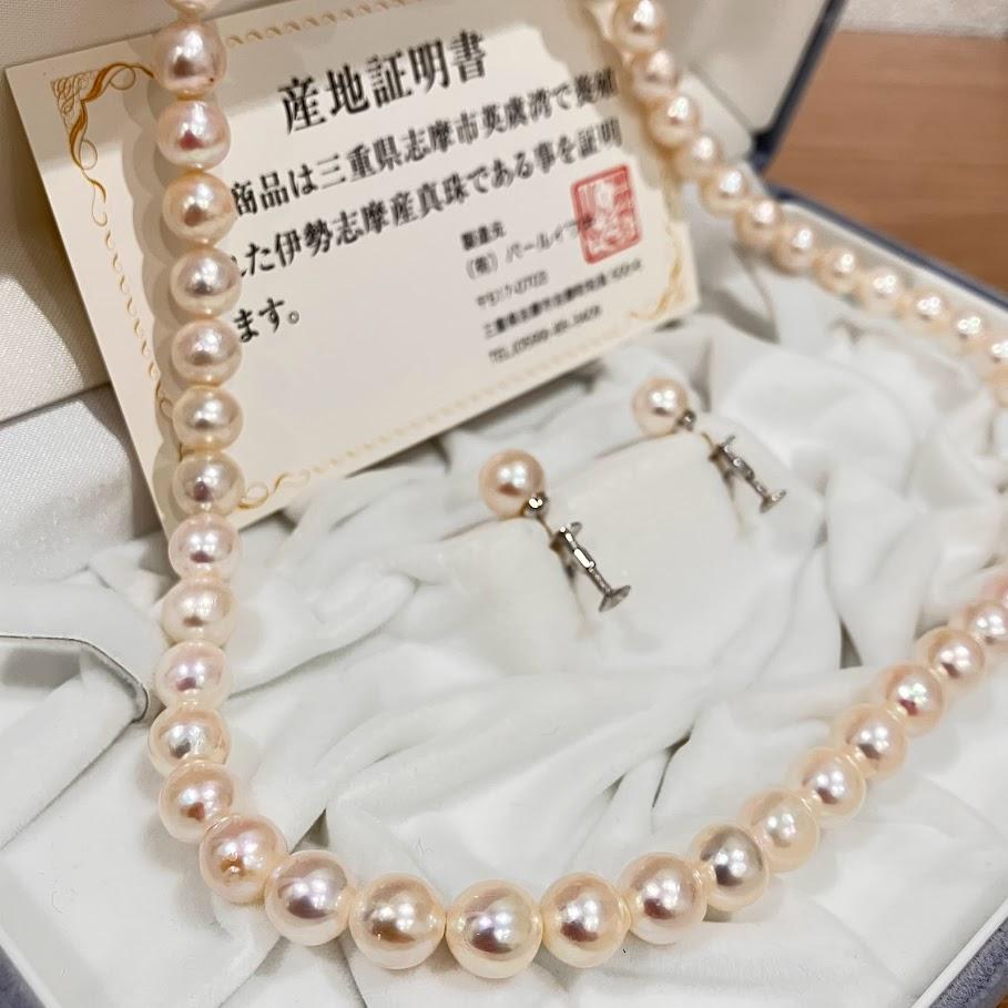 パールネックレス・イヤリング　7.7㎜ 