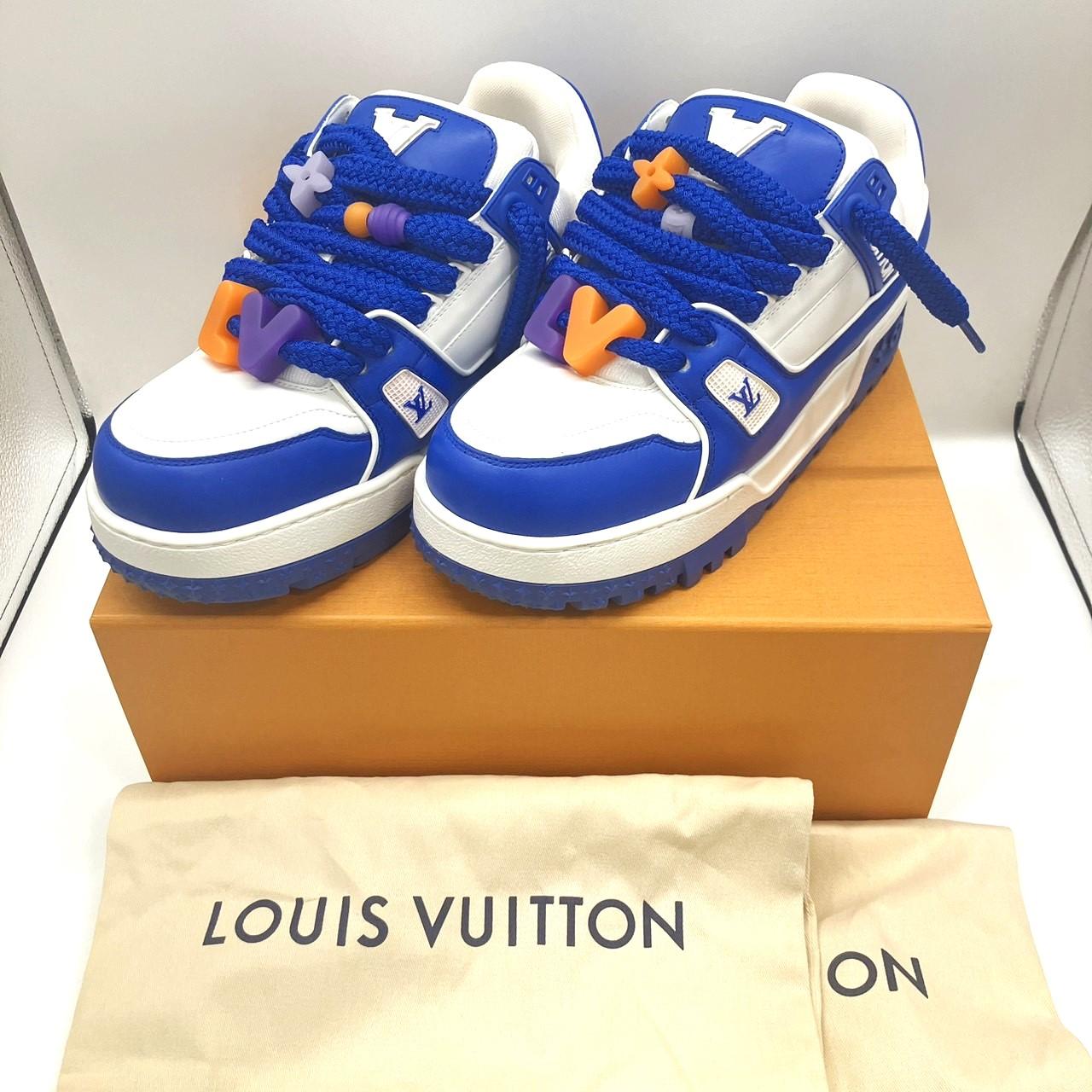 LOUIS VUITTON ルイヴィトン 23AW トレイナーラインスニーカー 1ABZPU 7 1/2 マリーヌ ブルー モノグラム