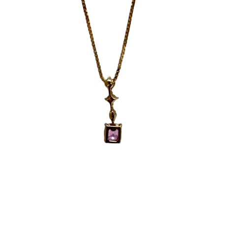 K18 パパラチャ・サファイア 0.41ct ダイヤモンド 0.14ct ネックレス 総重量 2.82g
